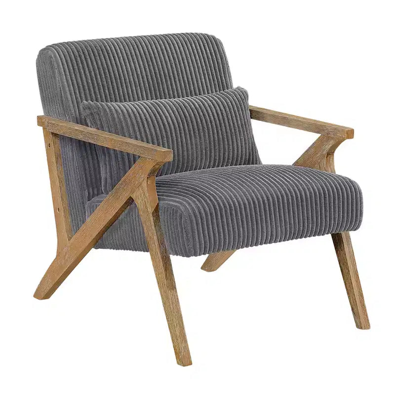 Sillón Decorativo Moderno GDFStudio Mason con Estructura de Madera de Caucho y Tapizado de Pana con Cojín