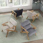 Sillón Decorativo Moderno GDFStudio Mason con Estructura de Madera de Caucho y Tapizado de Pana con Cojín