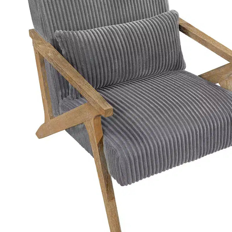 Sillón Decorativo Moderno GDFStudio Mason con Estructura de Madera de Caucho y Tapizado de Pana con Cojín