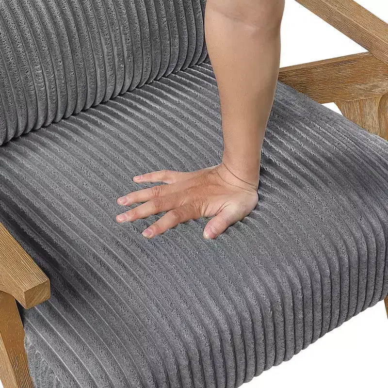 Sillón Decorativo Moderno GDFStudio Mason con Estructura de Madera de Caucho y Tapizado de Pana con Cojín
