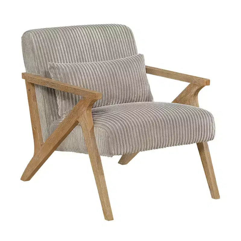 Sillón Decorativo Moderno GDFStudio Mason con Estructura de Madera de Caucho y Tapizado de Pana con Cojín