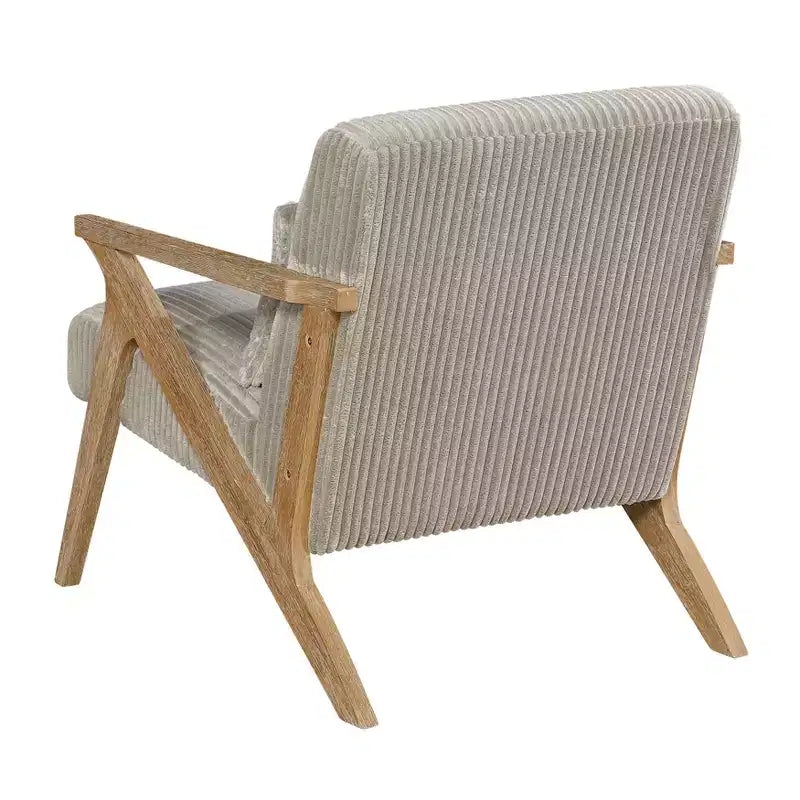 Sillón Decorativo Moderno GDFStudio Mason con Estructura de Madera de Caucho y Tapizado de Pana con Cojín