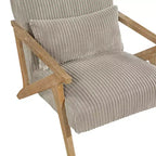 Sillón Decorativo Moderno GDFStudio Mason con Estructura de Madera de Caucho y Tapizado de Pana con Cojín