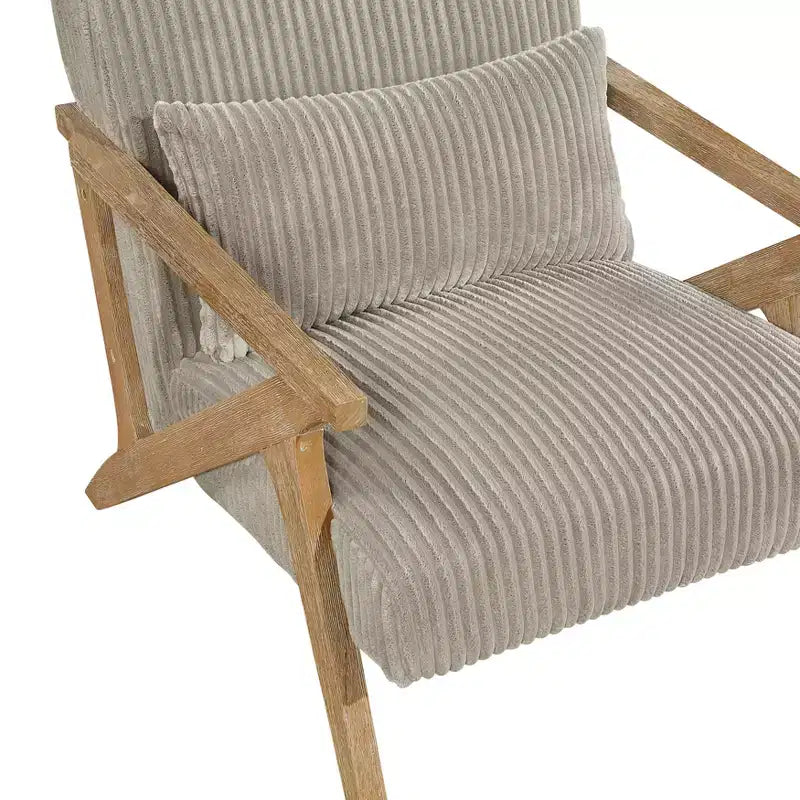 Sillón Decorativo Moderno GDFStudio Mason con Estructura de Madera de Caucho y Tapizado de Pana con Cojín