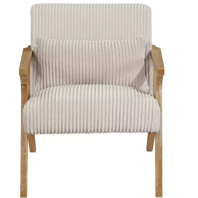 Sillón Decorativo Moderno GDFStudio Mason con Estructura de Madera de Caucho y Tapizado de Pana con Cojín