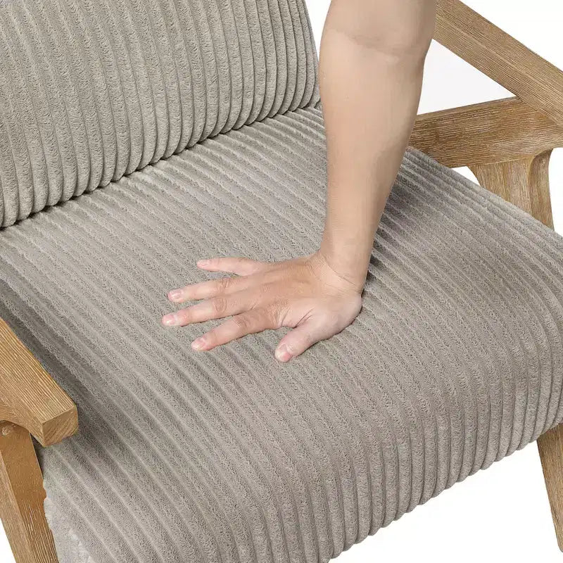 Sillón Decorativo Moderno GDFStudio Mason con Estructura de Madera de Caucho y Tapizado de Pana con Cojín