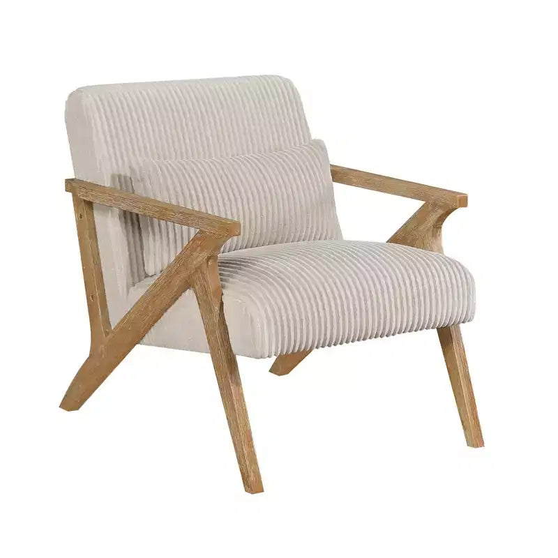 Sillón Decorativo Moderno GDFStudio Mason con Estructura de Madera de Caucho y Tapizado de Pana con Cojín