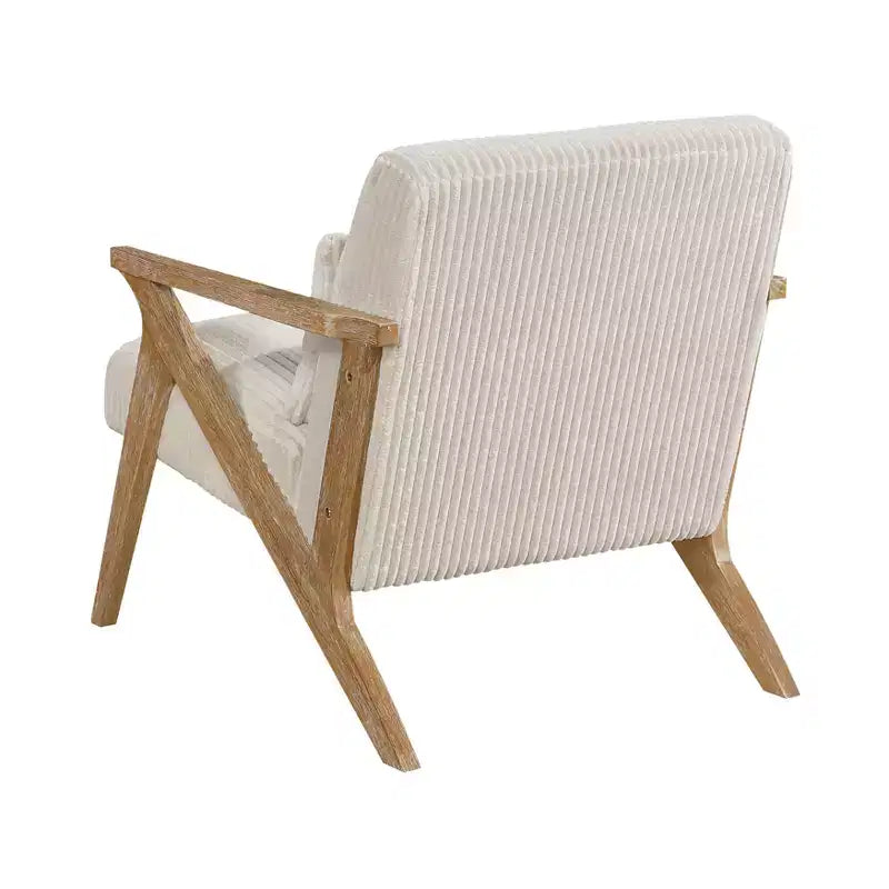 Sillón Decorativo Moderno GDFStudio Mason con Estructura de Madera de Caucho y Tapizado de Pana con Cojín