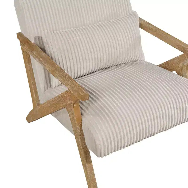 Sillón Decorativo Moderno GDFStudio Mason con Estructura de Madera de Caucho y Tapizado de Pana con Cojín