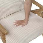 Sillón Decorativo Moderno GDFStudio Mason con Estructura de Madera de Caucho y Tapizado de Pana con Cojín