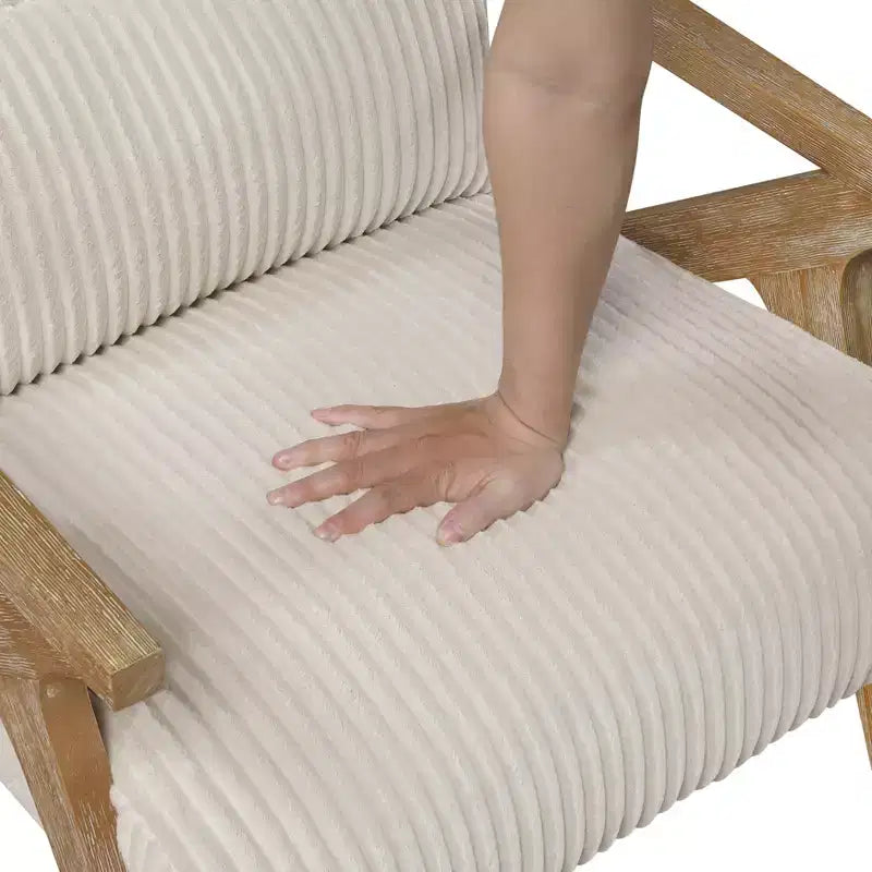 Sillón Decorativo Moderno GDFStudio Mason con Estructura de Madera de Caucho y Tapizado de Pana con Cojín