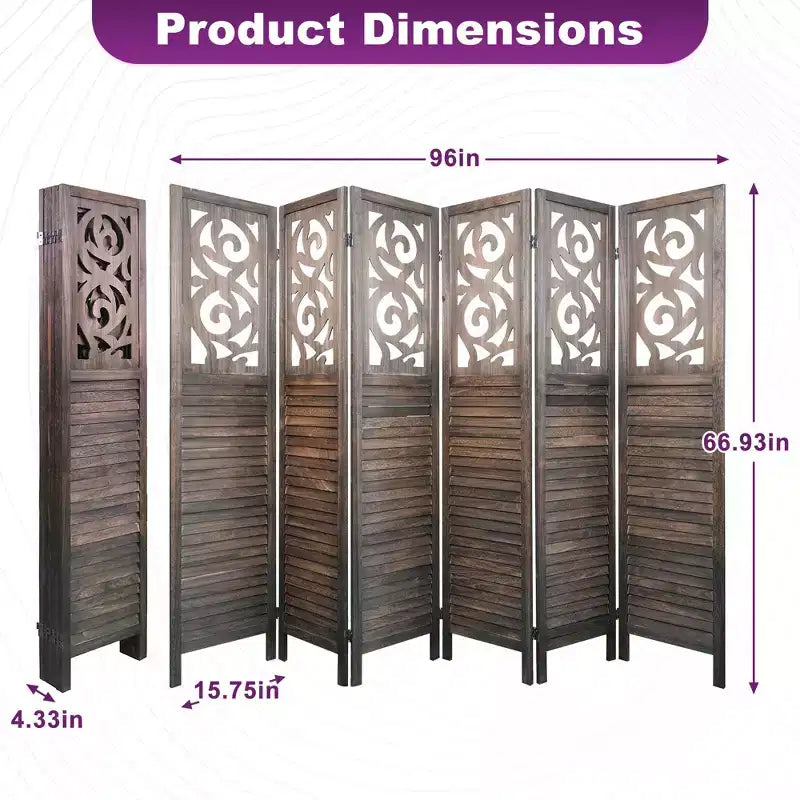 Dovelina Divisor de Ambientes de Madera 1.7 m Biombo Plegable de Privacidad 4/6/8 Paneles Marrón