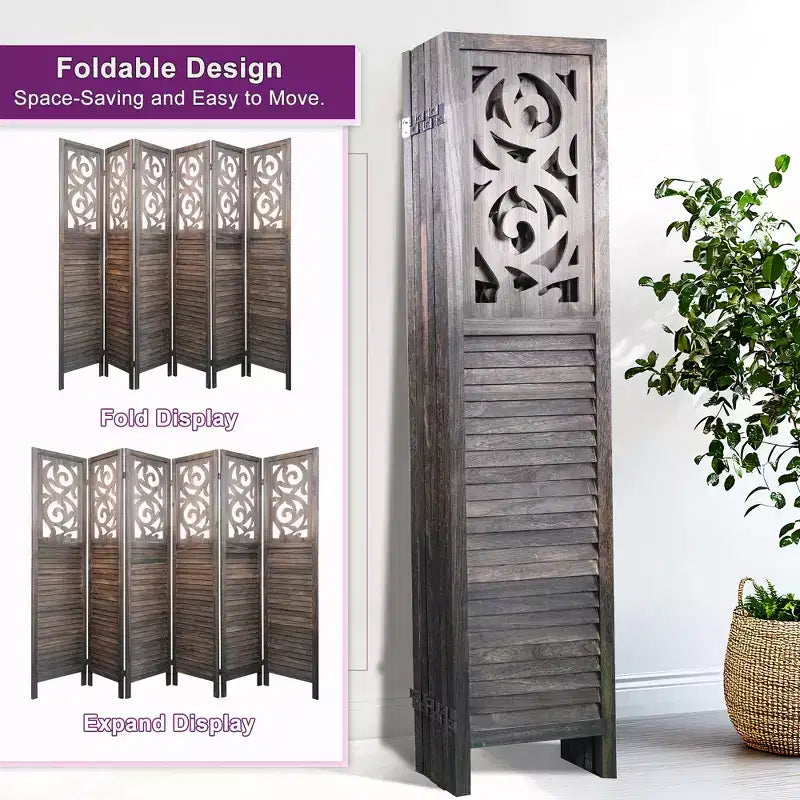 Dovelina Divisor de Ambientes de Madera 1.7 m Biombo Plegable de Privacidad 4/6/8 Paneles Marrón