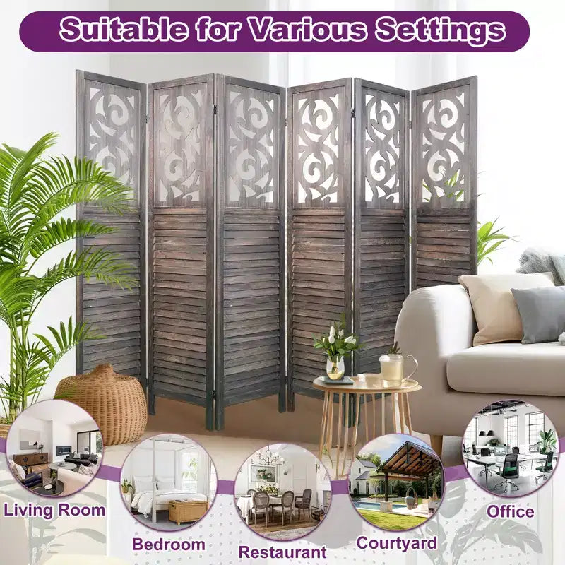 Dovelina Divisor de Ambientes de Madera 1.7 m Biombo Plegable de Privacidad 4/6/8 Paneles Marrón