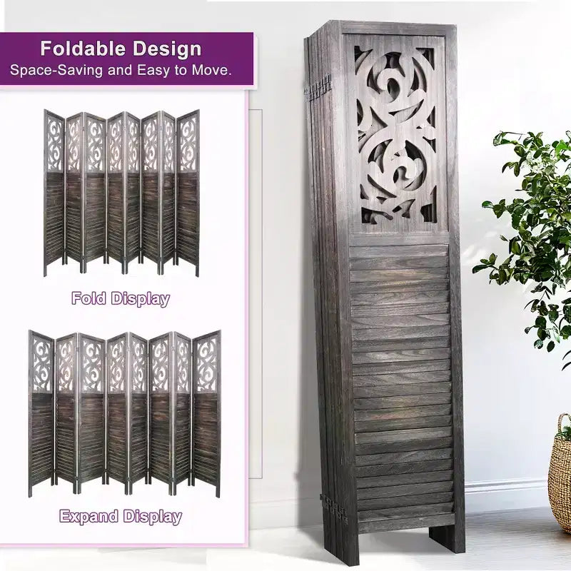 Dovelina Divisor de Ambientes de Madera 1.7 m Biombo Plegable de Privacidad 4/6/8 Paneles Marrón