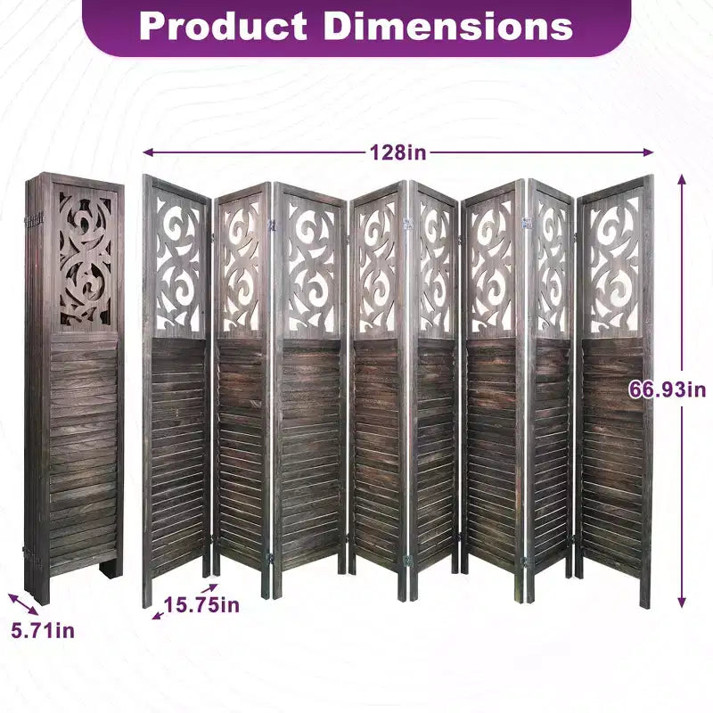 Dovelina Divisor de Ambientes de Madera 1.7 m Biombo Plegable de Privacidad 4/6/8 Paneles Marrón