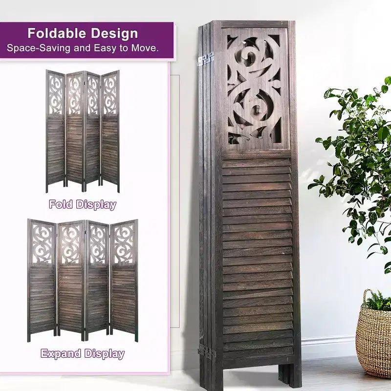 Dovelina Divisor de Ambientes de Madera 1.7 m Biombo Plegable de Privacidad 4/6/8 Paneles Marrón