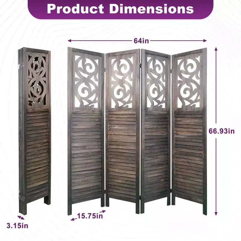 Dovelina Divisor de Ambientes de Madera 1.7 m Biombo Plegable de Privacidad 4/6/8 Paneles Marrón
