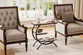 Lantine Industrial C-Shaped Narrow End Table with 3 Storage Shelves, Wood Top and Black Metal Frame, Ideal for Living Room, Oak Finish.