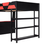 Cama alta gaming completa Luxystar con escritorio, estantes de almacenamiento y luces