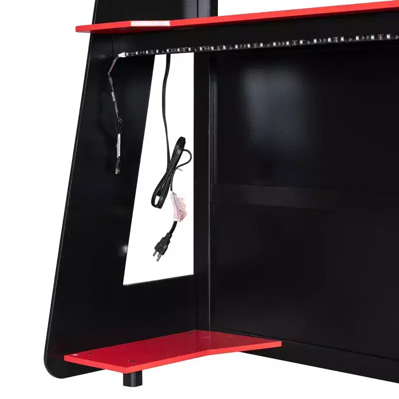 Cama alta gaming completa Luxystar con escritorio, estantes de almacenamiento y luces