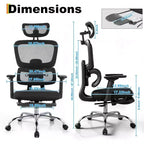 Silla de oficina profesional con respaldo alto, soporte lumbar ajustable, reposacabezas 3D, reposabrazos abatibles para trabajo de escritorio, capacidad de 300 lb, negra