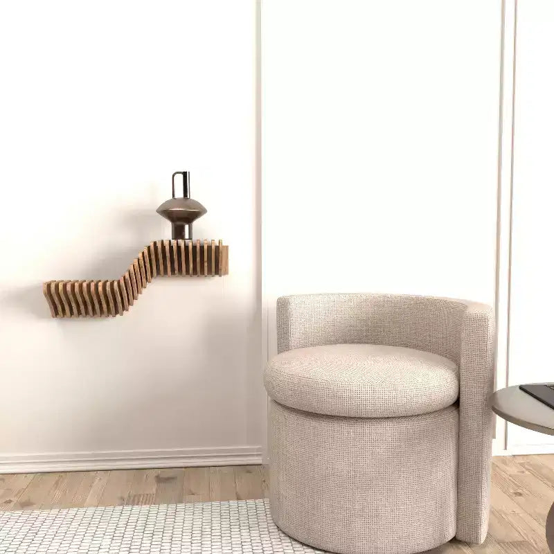 Estantería de pared flotante geométrica Diseño de onda 3D Roble natural 20 estantes