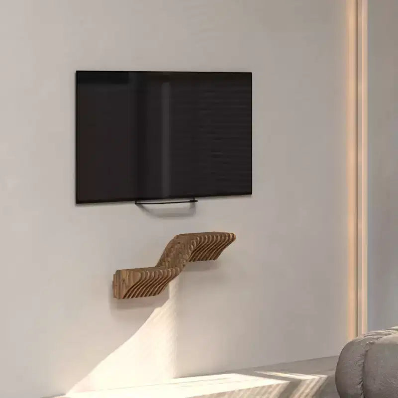 Estantería de pared flotante geométrica Diseño de onda 3D Roble natural 20 estantes