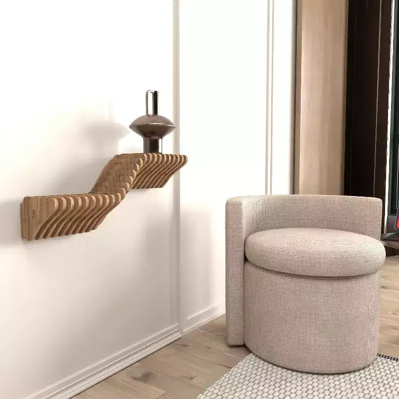 Estantería de pared flotante geométrica Diseño de onda 3D Roble natural 20 estantes