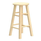 Taburetes de cocina PJ Wood con asiento redondo clásico, de 61 cm de alto, para hogares, comedores y bares, sin respaldo, con 4 patas cuadradas, Natural (juego de 6)